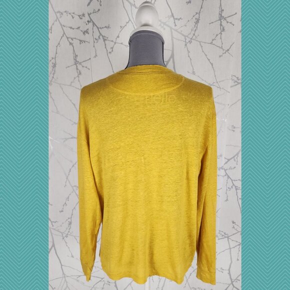 Wilfred Free Bright Yellow Linen Boxy Fit Crewneck Long Sleeve - Picture 3 of 4